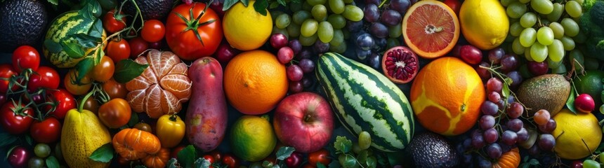 Colorful fruits and vegetables - obrazy, fototapety, plakaty