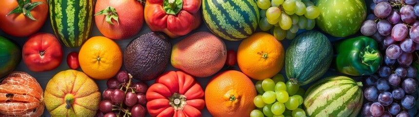 Colorful fruits and vegetables - obrazy, fototapety, plakaty