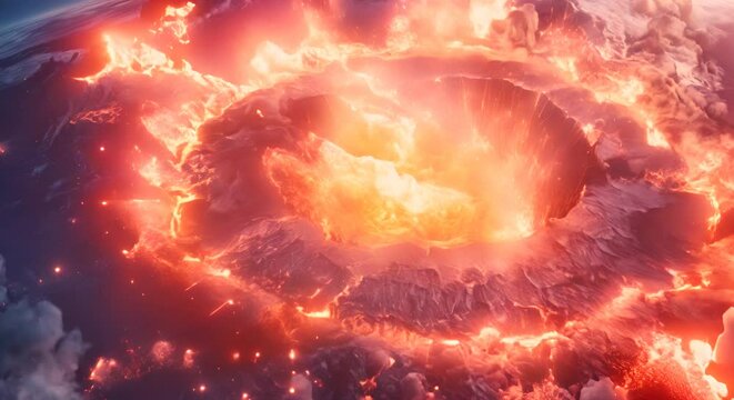 earth's core as a ticking time bomb, with fissures reaching out to the surface, a warning of imminent eruption,