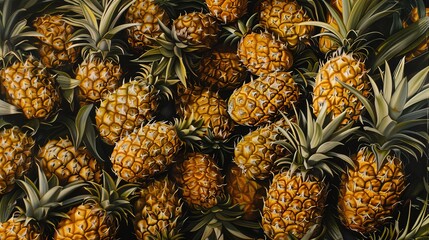 Tropical Awe: A Lush Pineapple Harvest in Rich Detail.