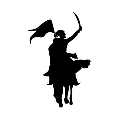 Vector illustration of Shivaji Maharaj with horse silhouette on transparent background