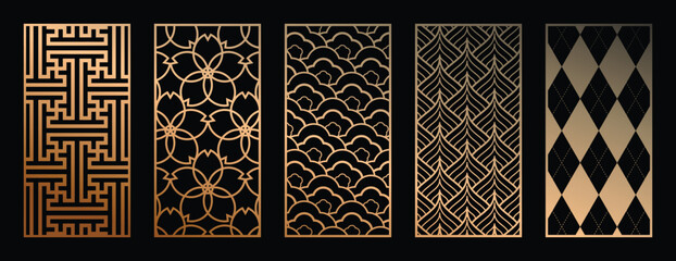 Abstract line art and flower pattern. Laser cut with line design pattern. Design for wood carving, wall panel decor, metal cutting, wall arts, cover background, wallpaper and banner.