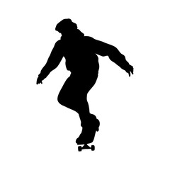Fototapeta na wymiar Man skateboarding vector silhouette, Skateboarder, Guy skateboarder jumps on skateboard