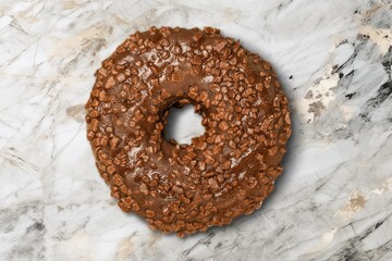 Sweet tasty chocolate donut on pastel background
