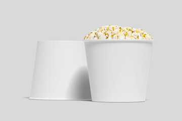 Realistic Pop Corn Bucket Illustration for Mockup. 3D Render.