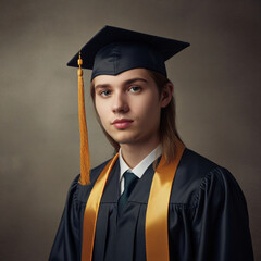 Graduate in Cap and Gown with Honors Cord