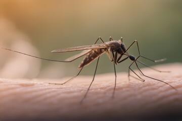 'one mosquito skin sit bite blood virus disease dengue malaria parasite macro insect infectious up human health animal sucking parasitic pest sucker close epidemic sting stinging' - obrazy, fototapety, plakaty