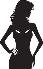 Women Standing Pose Silhouette Vector Illustration