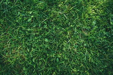 Top view of textured green lawn
