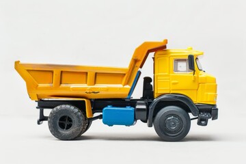 Fototapeta premium Toy dump truck on white background