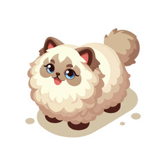 Isometric cute happy himalayan kitten cat cartoon character design isolated on white background, cute animal clip art, vector illustration. - obrazy, fototapety, plakaty