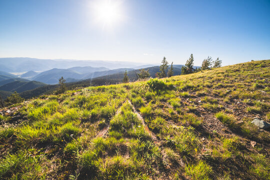 Triangle In Grass On Mountaintop