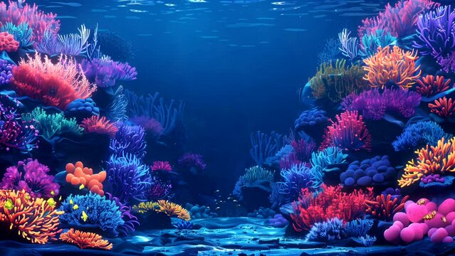 Life under the sea with fish and coral reefs. seamless looping 4k animation video background