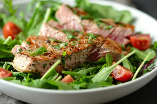 Tuna salad with grilled fish