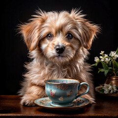 A Painting of a Pastel Dream: Luxuriously Fluffy Cup Basking in Soft Light