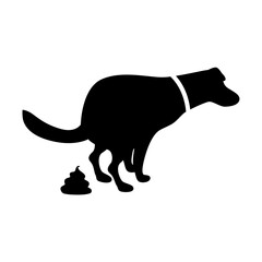 Dog is pooping, animal pooping sign, dog pooping sign, dog and excrement, black silhouette