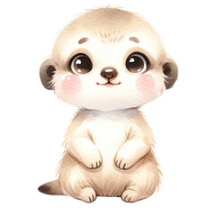 Cute Baby Meerkat Watercolor Clipart for Nursery on Transparent Background
