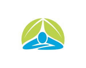 Massage and green leaf vector illustration logo