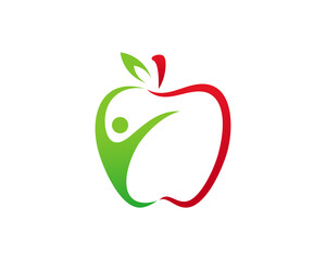 Healthy people and apple vector illustration logo
