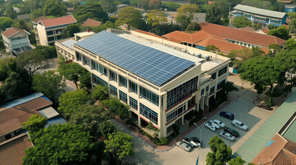 solar panels on the roof of administrative building 