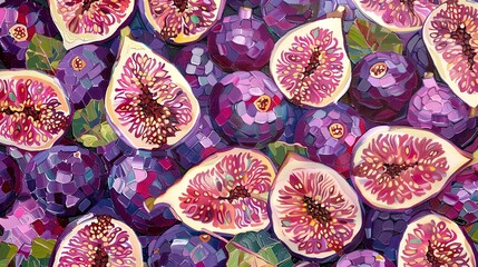 Succulent Symphony: Indulge in the Opulent Artistry of Fresh Figs. - obrazy, fototapety, plakaty