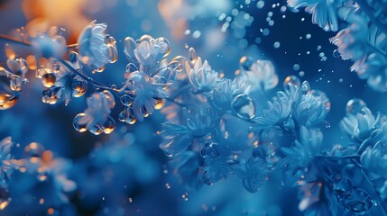 Fototapeta na wymiar Background image of beautiful blue flowers, flowers that look like glass