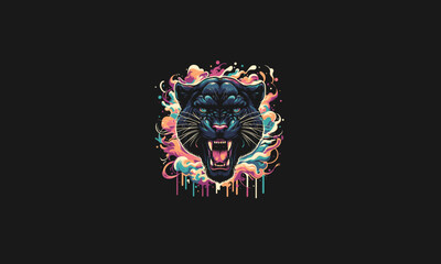 head panther angry with smoke vector artwork design