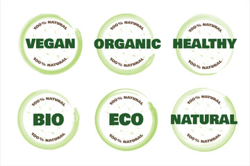 Eco, bio, organic and natural products sticker, label, badge. Ecology icon. Logo template for organic and eco friendly products. Vector illustration