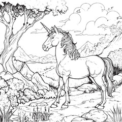 unicorn coloring page for kids