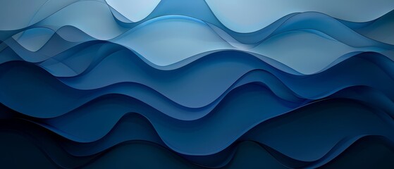 Fototapeta premium Abstract minimal waves in shades of blue, modern art style,