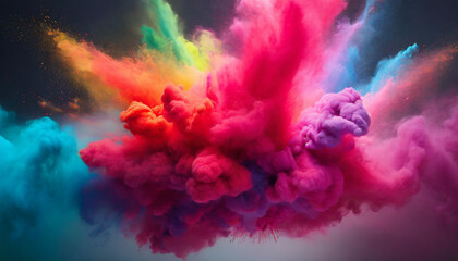 Obraz na płótnie Canvas Vibrant explosion of pink and red smoke, symbolizing creativity and energy