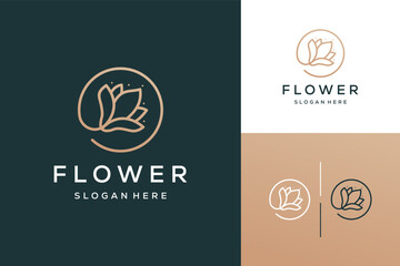 Luxury minimalist flower line art premium logo design