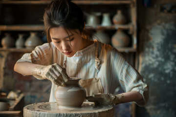 Woman Ceramic Artists in Japan generated by AI