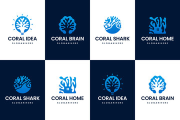 Set of coral reef combination vector logo design premium © Fahmiy