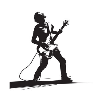 recommend clip art: A silhouette of a rock star playing guitar Stock Vector. Guitar player silhouettes