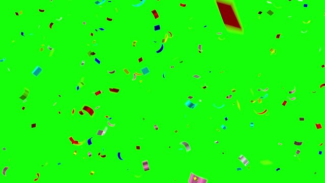 Falling colorful confetti particles green screen motion graphics