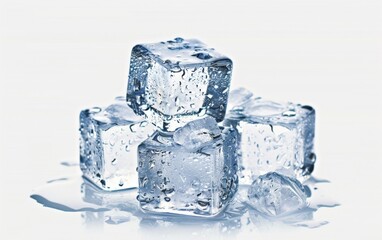  ice cubes against white background