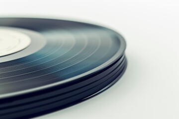 Lonely black vinyl record on white backdrop