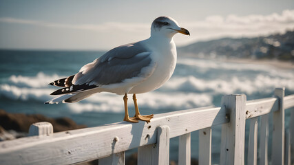 seagull on the pier - Powered by Adobe