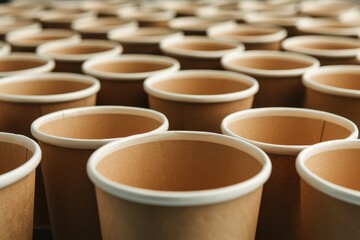 Many paper cups for to go beverages