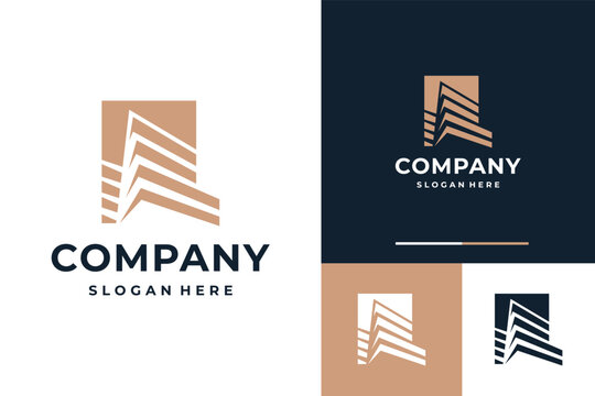 Building logo design template with modern luxury concept premium vector inspiration