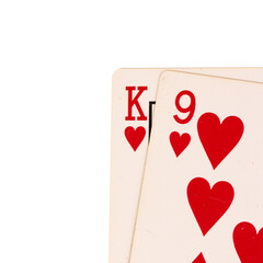 card gambling 9 baccarat k 9 heart points isolated on white background