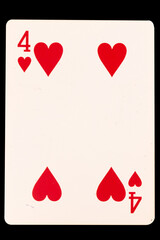 card gambling 4 four heart isolated on white background