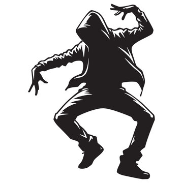 Black and white Waacking Dance Vector Illustration