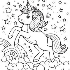 unicorn coloring page for kids
