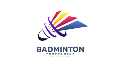 Badminton tournament logo,vector sports illustration poster or banner style, illustration Vector EPS 10