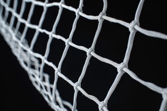 Professional sports concept with isolated net on black background for volleyball futsal lacrosse soccer handball and badminton
