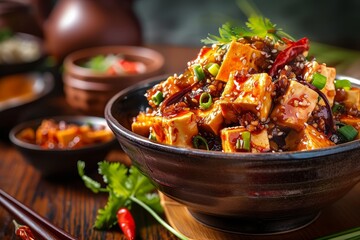 Spicy Sichuan dish featured in food photography