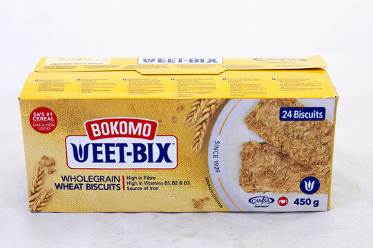 Johannesburg, South Africa - a box of Bokomo weet-bix isolated on a clear background with copy space