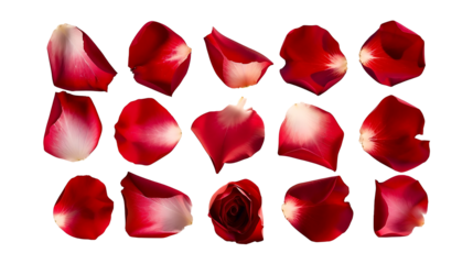 Isolated red rose flower petals